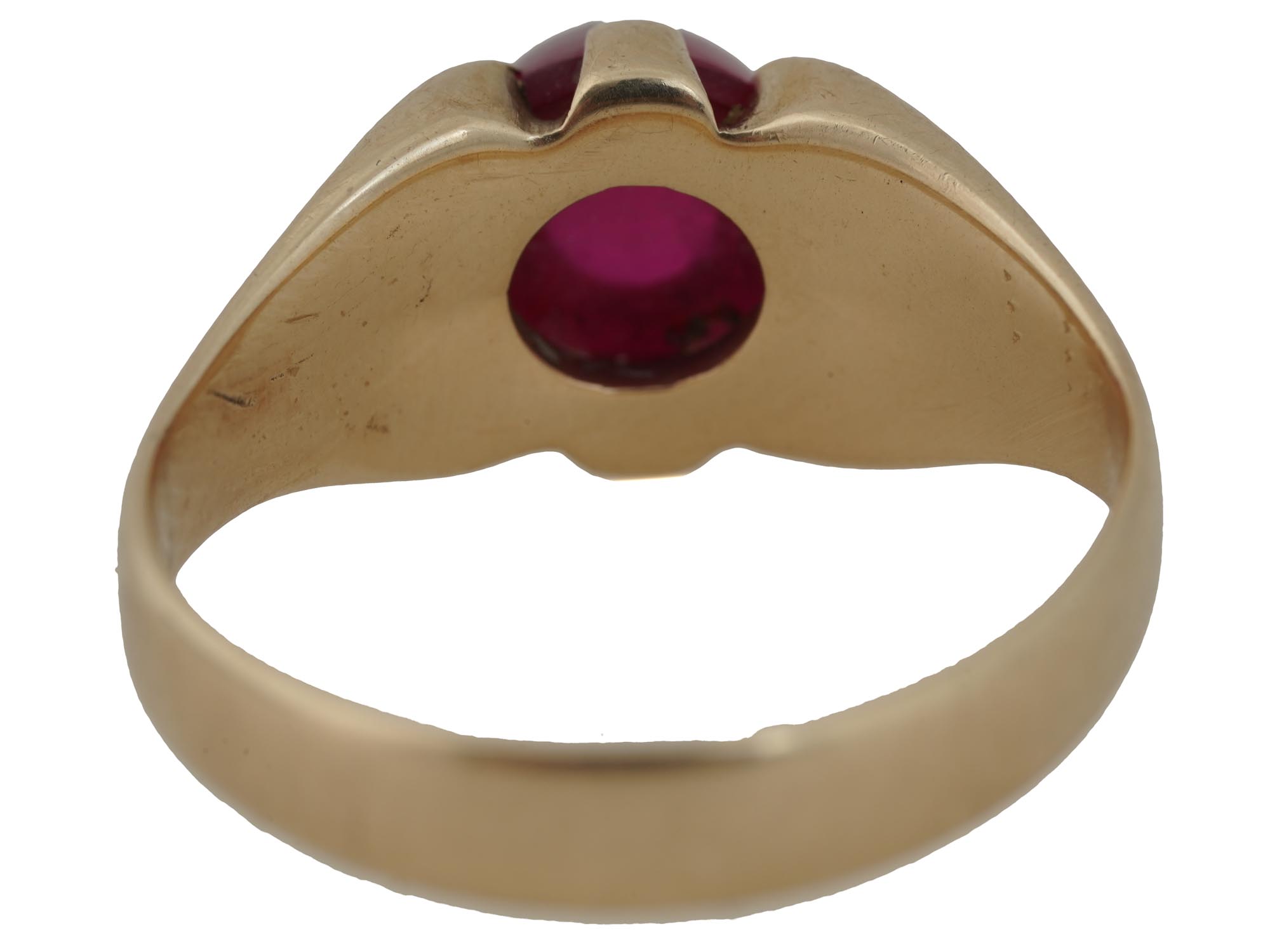 MODERNIST GOLD RING WITH MAROON STONE SIZE 12 PIC-5